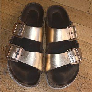 Rose gold metallic Birkenstock’s